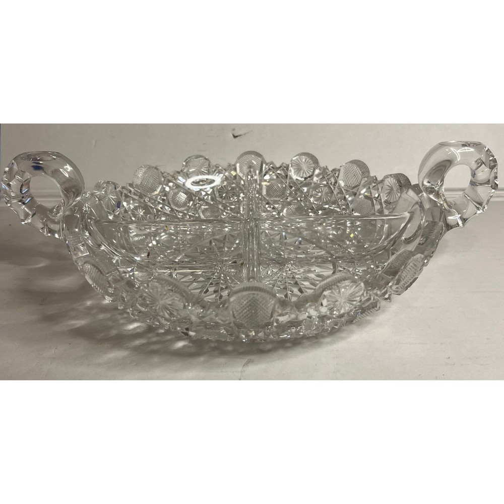 American Brilliant Period Cut Glass divided nappie
